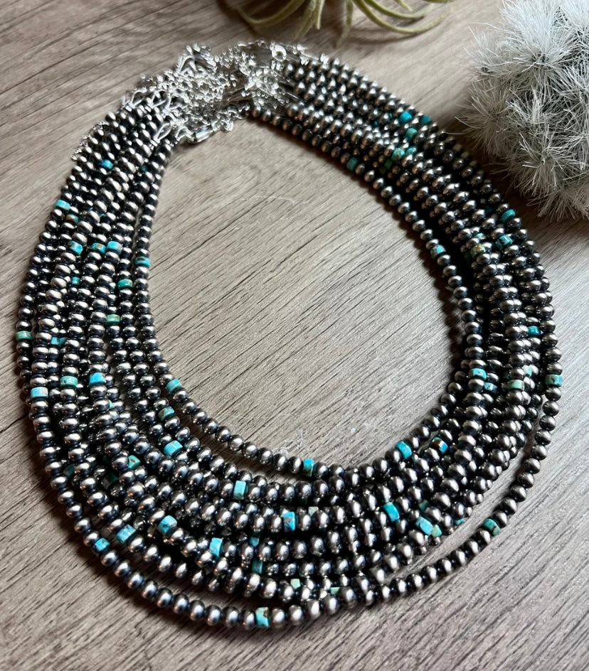 4MM Navajo Choker w/ turquoise detail