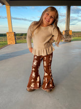 Brown Western Print Flares