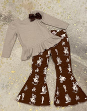 Brown Western Print Flares