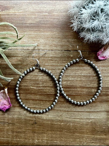 Silver Beaded Hoops